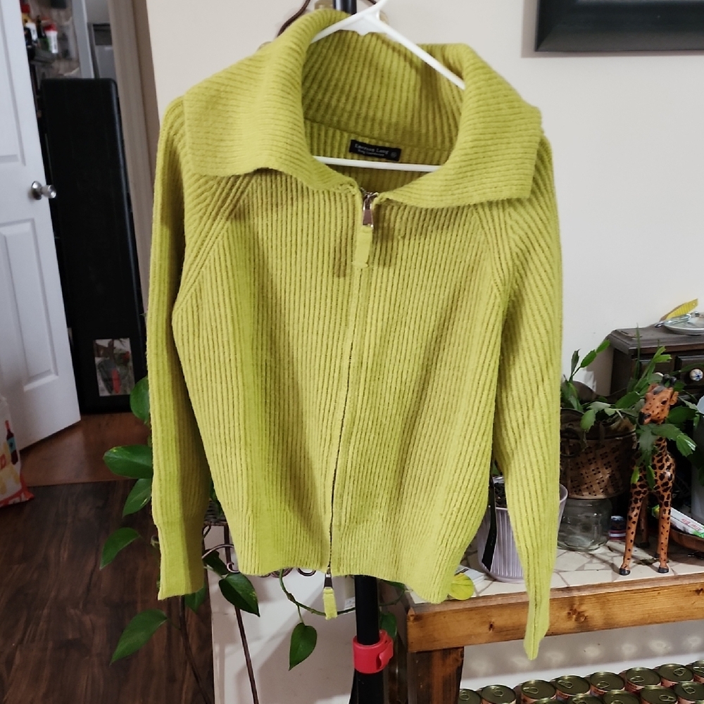 Emerson Lang Lime Green Ribbed Cardigan
